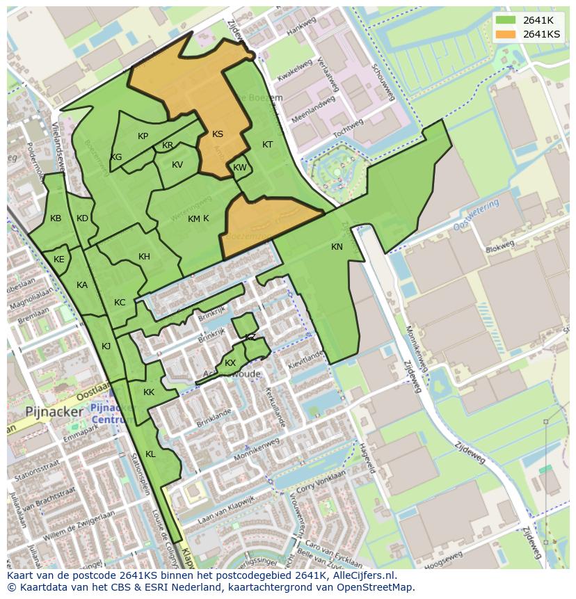 Afbeelding van het postcodegebied 2641 KS op de kaart.
