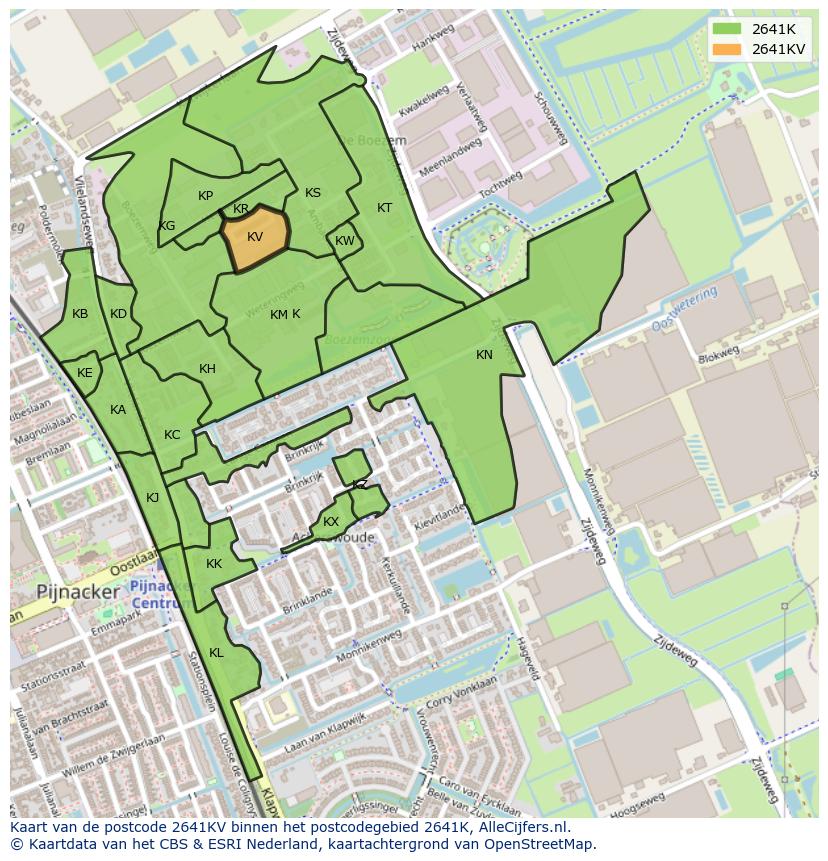 Afbeelding van het postcodegebied 2641 KV op de kaart.