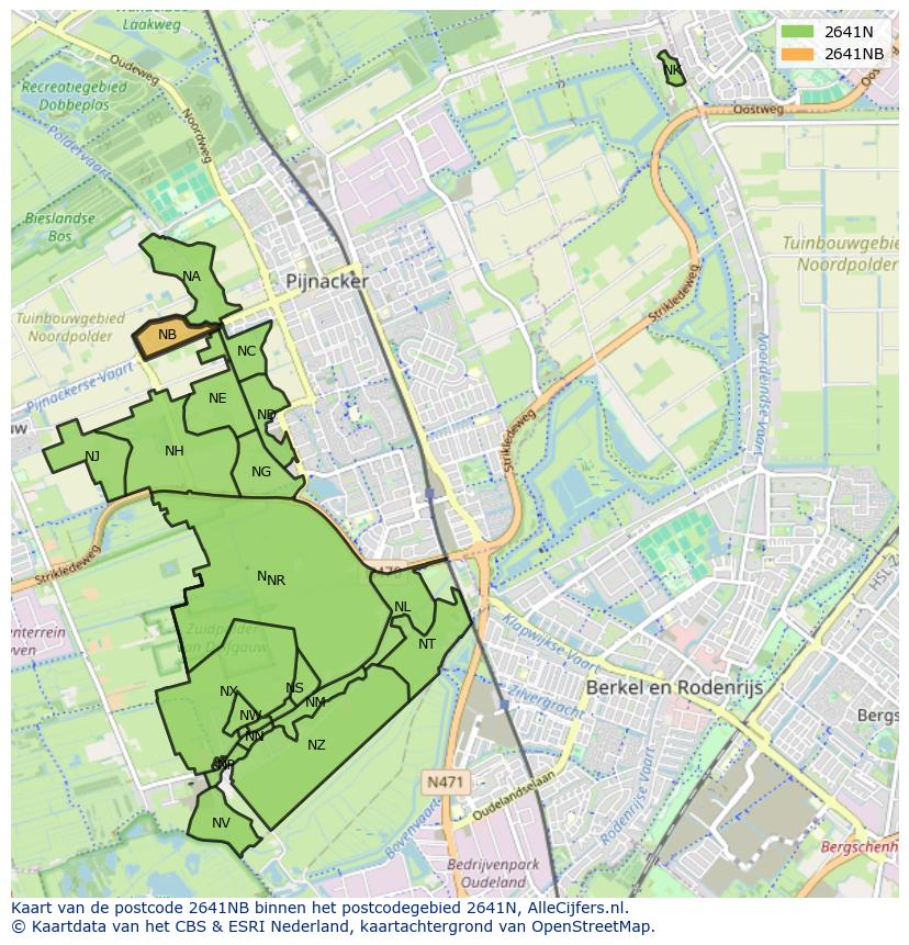 Afbeelding van het postcodegebied 2641 NB op de kaart.