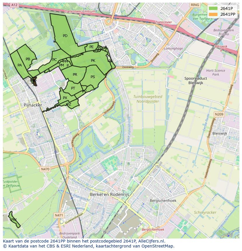 Afbeelding van het postcodegebied 2641 PP op de kaart.