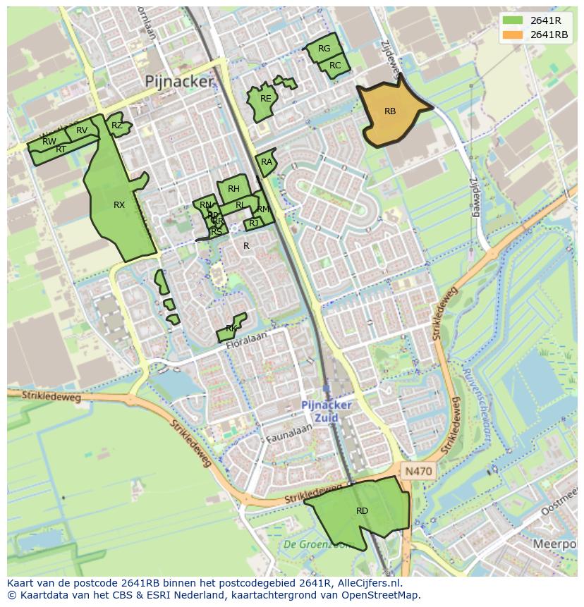 Afbeelding van het postcodegebied 2641 RB op de kaart.