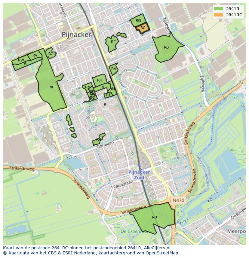 Afbeelding van het postcodegebied 2641 RC op de kaart.