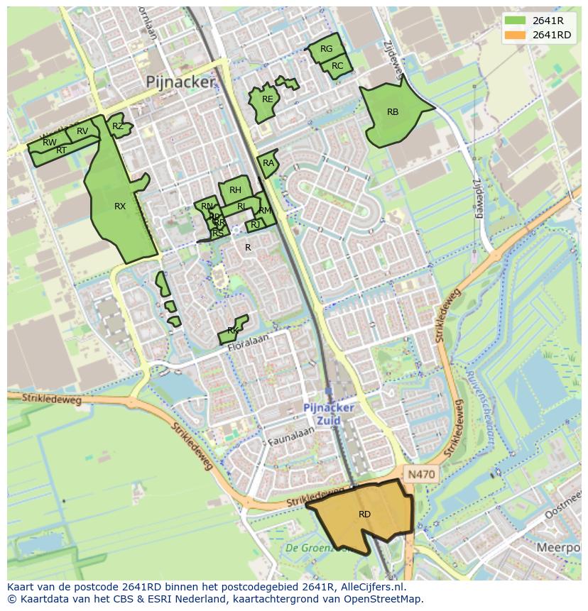Afbeelding van het postcodegebied 2641 RD op de kaart.