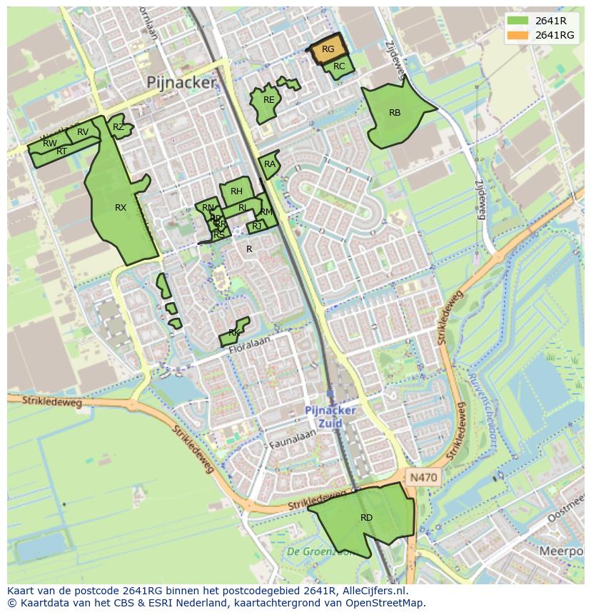 Afbeelding van het postcodegebied 2641 RG op de kaart.