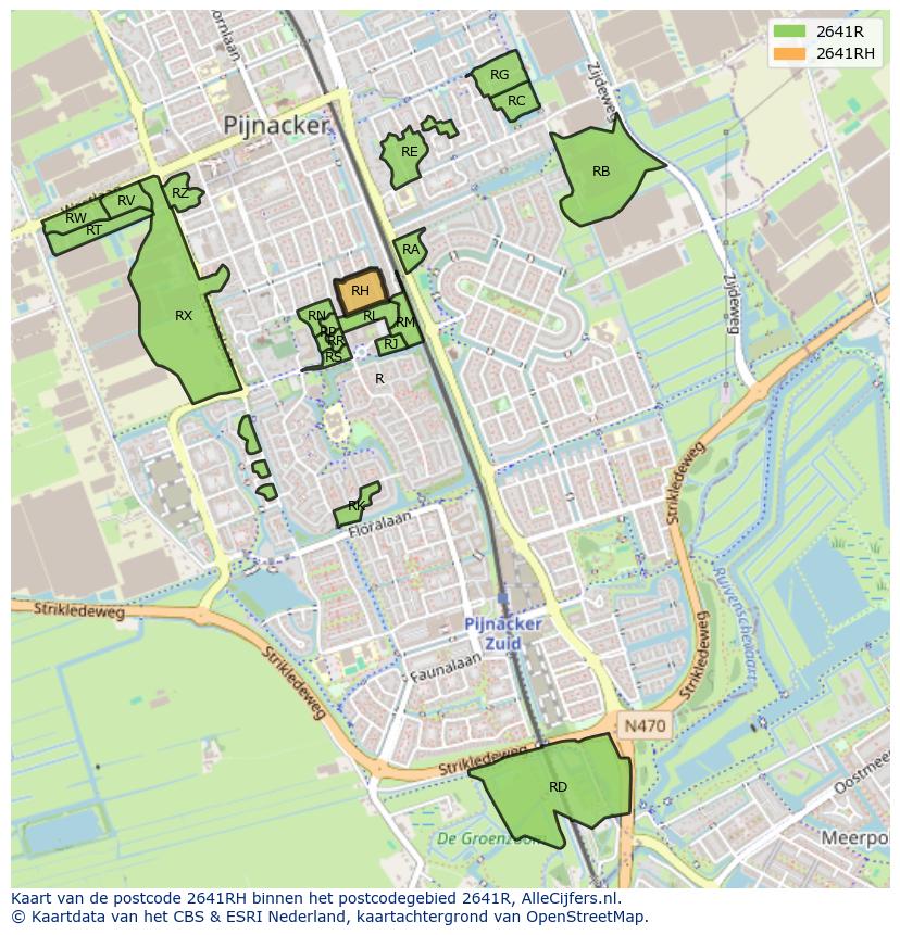 Afbeelding van het postcodegebied 2641 RH op de kaart.