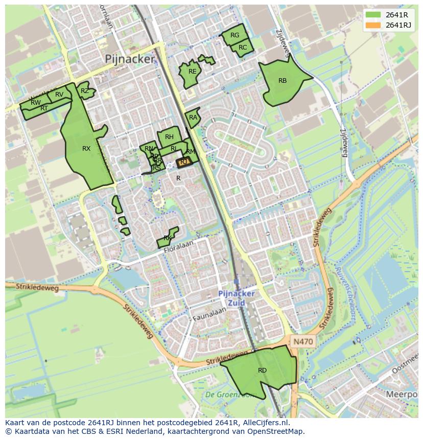 Afbeelding van het postcodegebied 2641 RJ op de kaart.