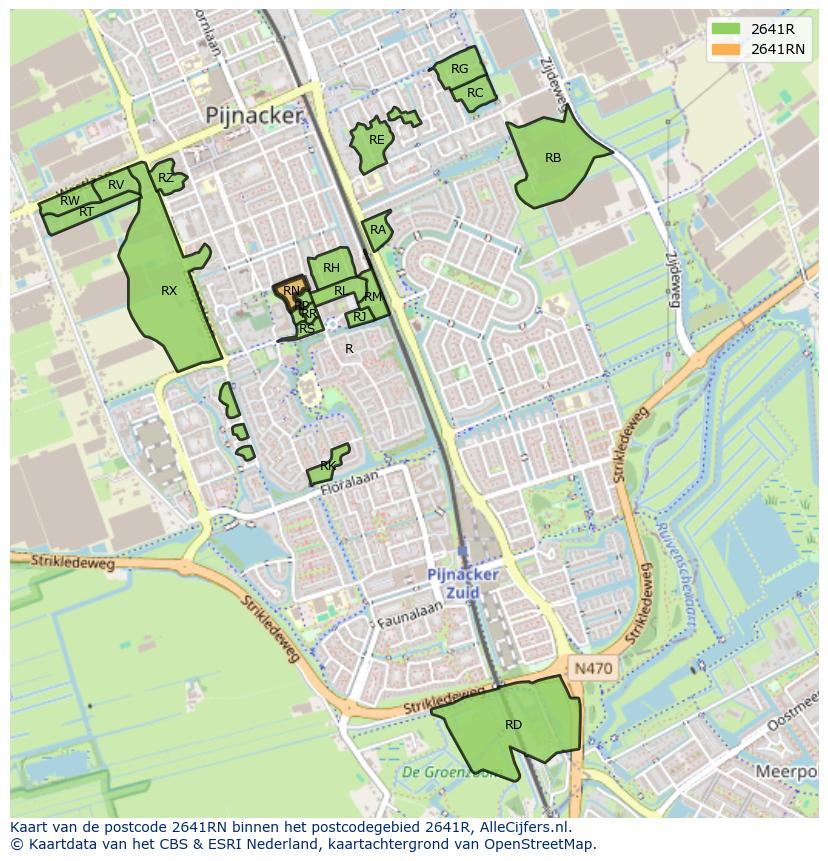 Afbeelding van het postcodegebied 2641 RN op de kaart.