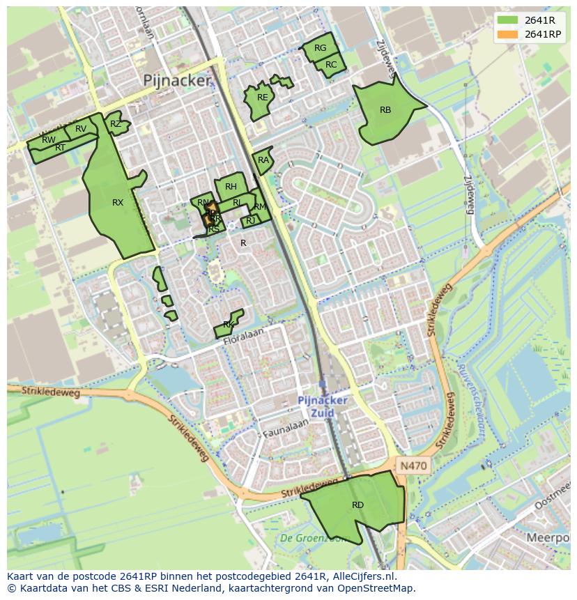 Afbeelding van het postcodegebied 2641 RP op de kaart.