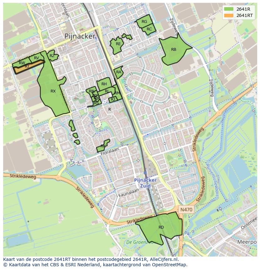 Afbeelding van het postcodegebied 2641 RT op de kaart.