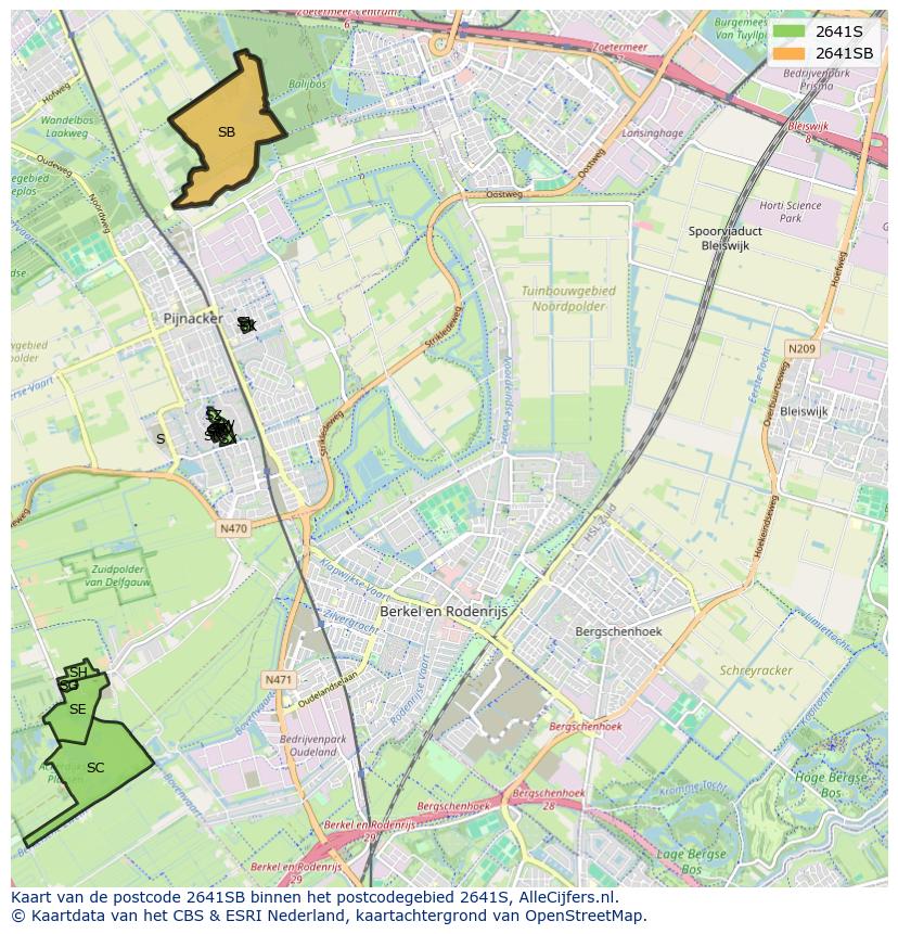 Afbeelding van het postcodegebied 2641 SB op de kaart.