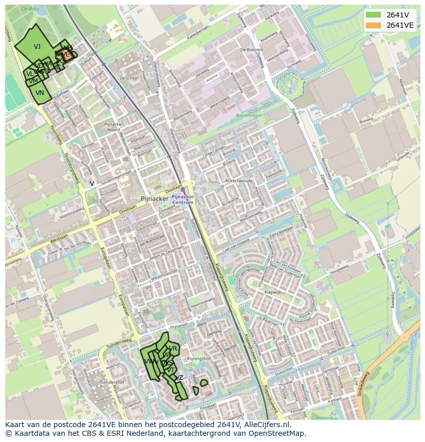 Afbeelding van het postcodegebied 2641 VE op de kaart.