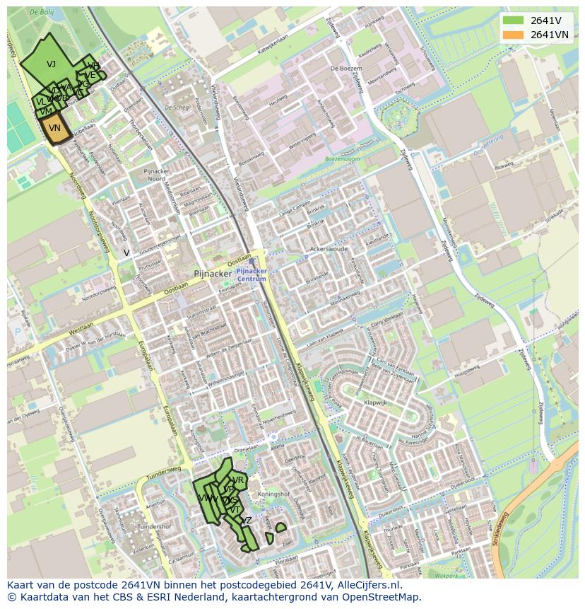 Afbeelding van het postcodegebied 2641 VN op de kaart.
