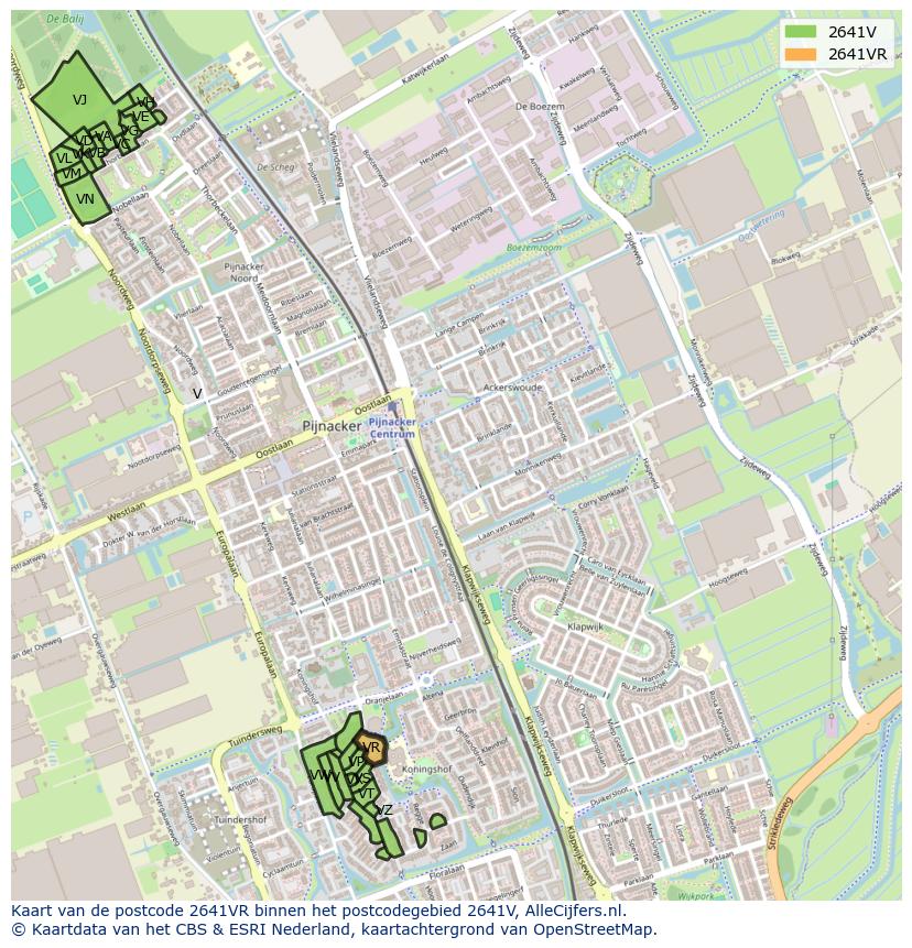 Afbeelding van het postcodegebied 2641 VR op de kaart.