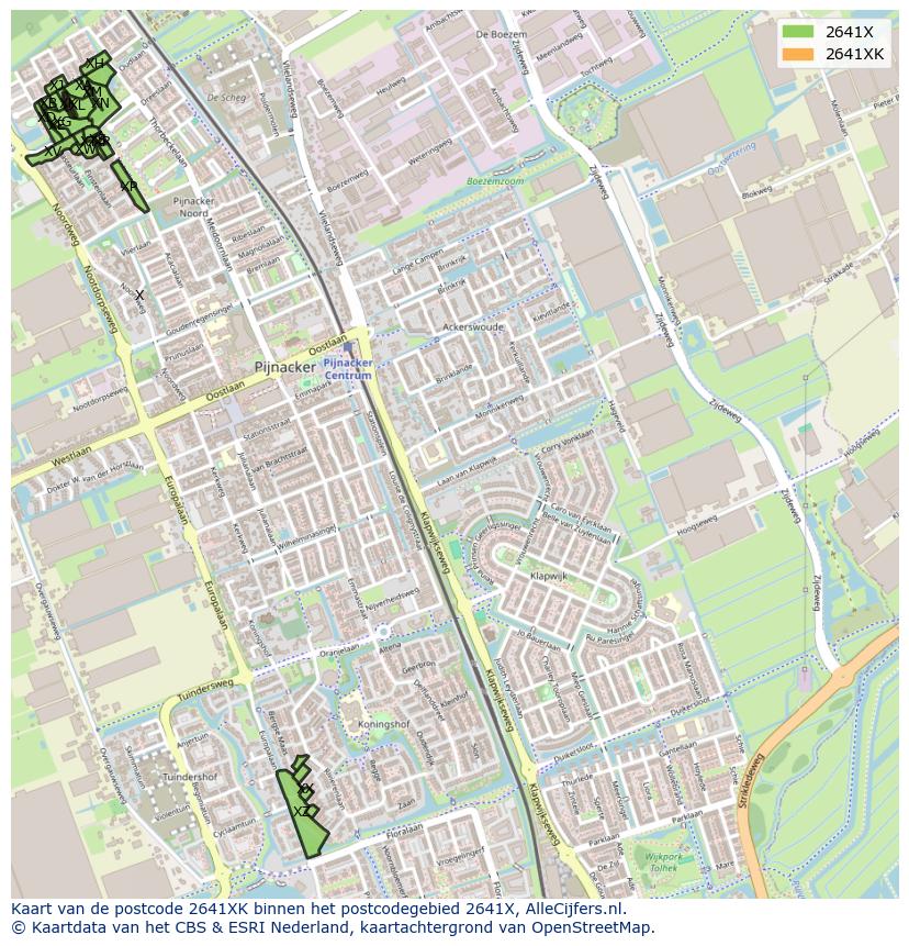 Afbeelding van het postcodegebied 2641 XK op de kaart.