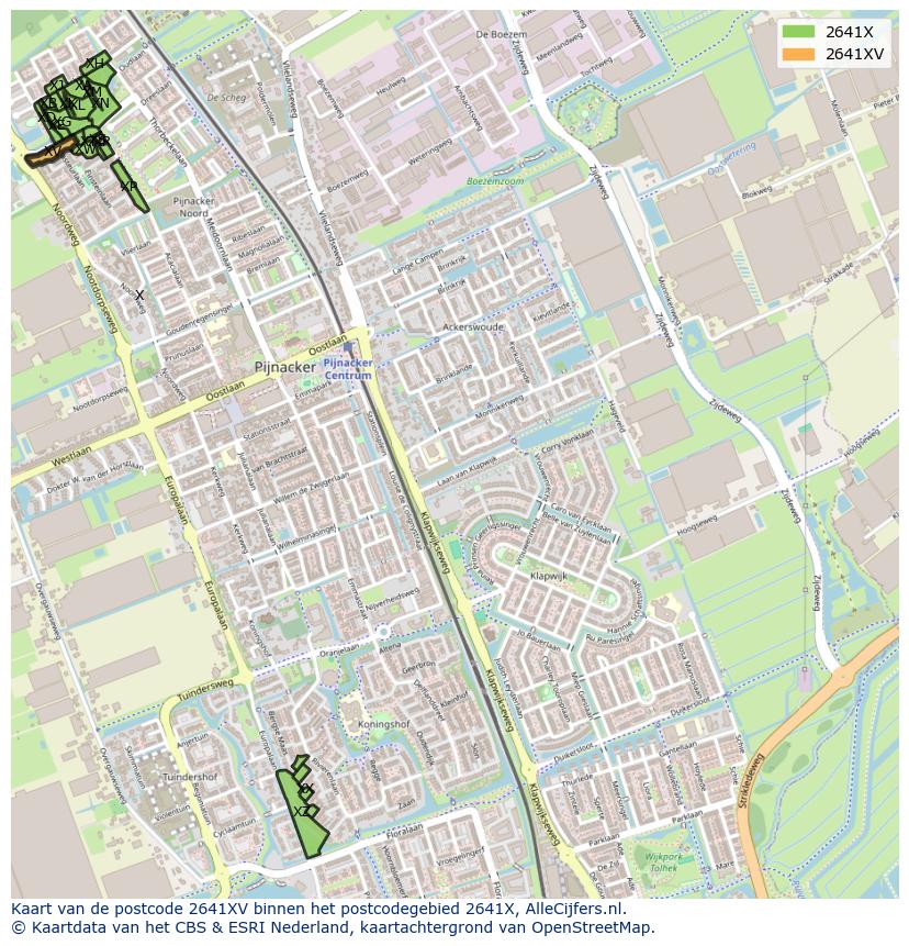 Afbeelding van het postcodegebied 2641 XV op de kaart.