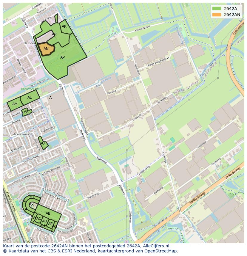 Afbeelding van het postcodegebied 2642 AN op de kaart.