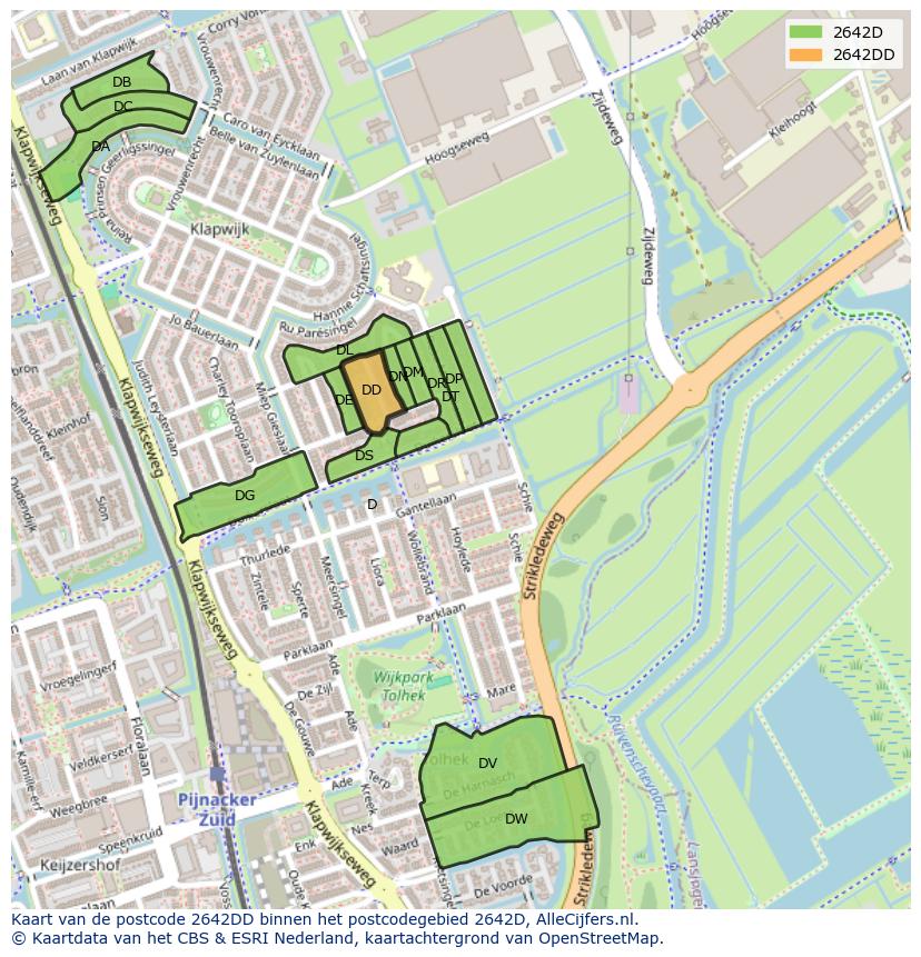 Afbeelding van het postcodegebied 2642 DD op de kaart.