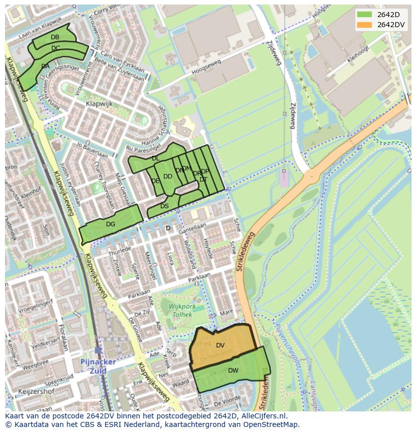 Afbeelding van het postcodegebied 2642 DV op de kaart.