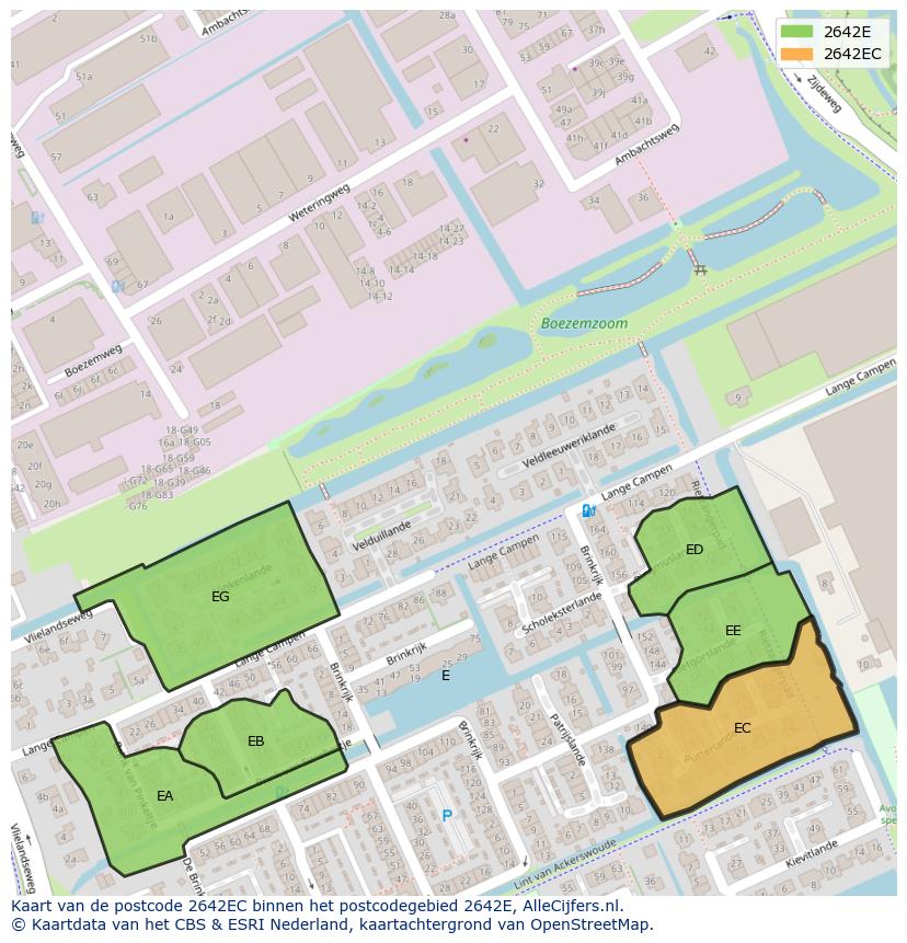 Afbeelding van het postcodegebied 2642 EC op de kaart.