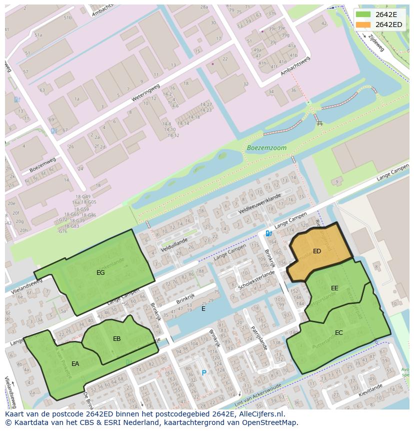Afbeelding van het postcodegebied 2642 ED op de kaart.