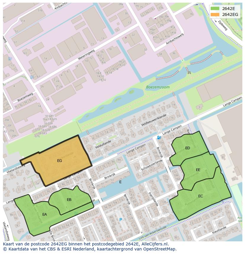 Afbeelding van het postcodegebied 2642 EG op de kaart.