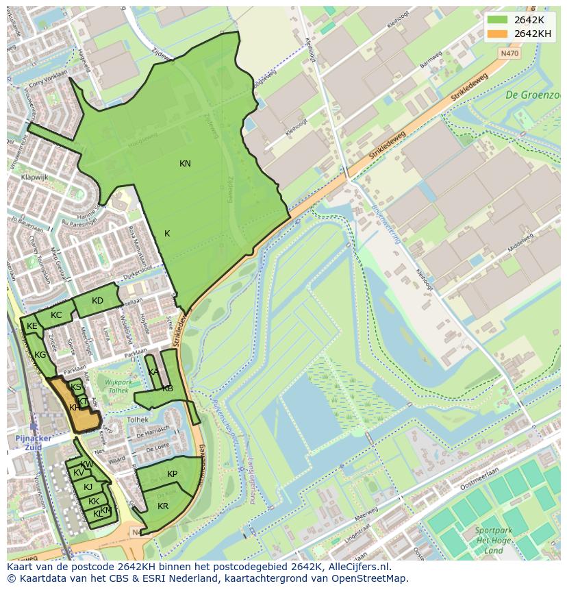 Afbeelding van het postcodegebied 2642 KH op de kaart.