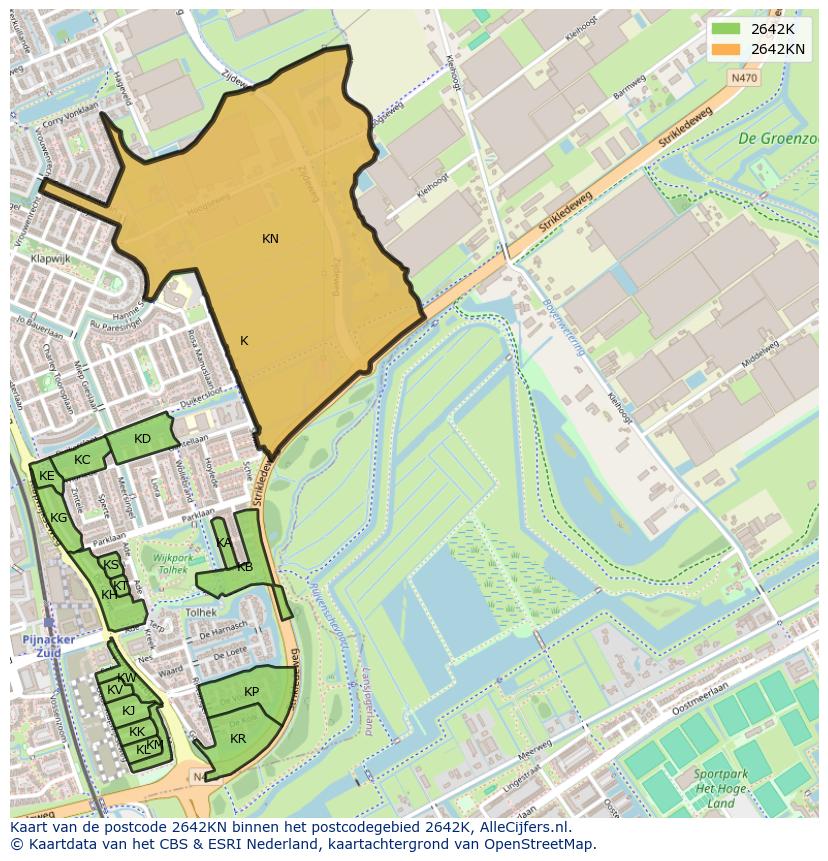 Afbeelding van het postcodegebied 2642 KN op de kaart.