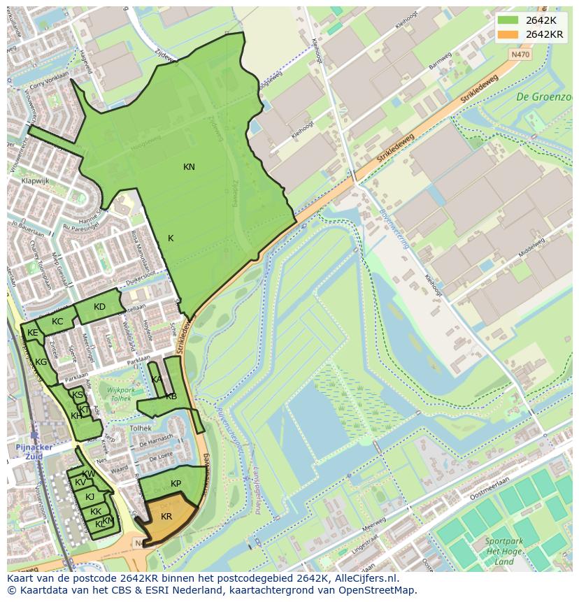 Afbeelding van het postcodegebied 2642 KR op de kaart.