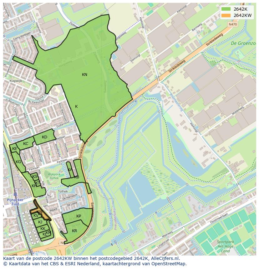 Afbeelding van het postcodegebied 2642 KW op de kaart.