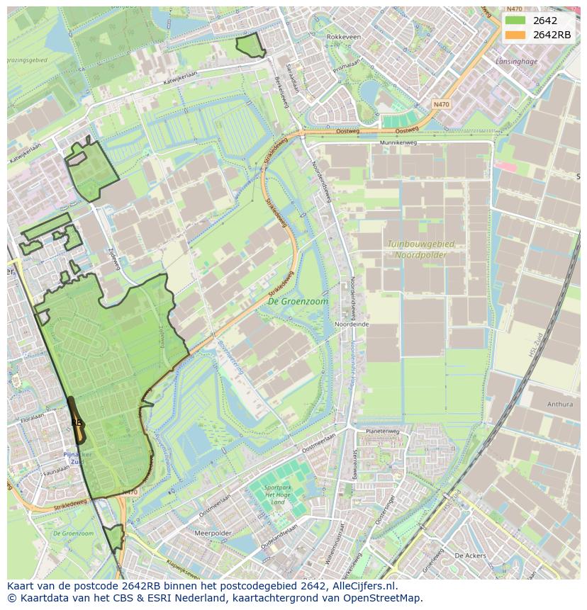 Afbeelding van het postcodegebied 2642 RB op de kaart.