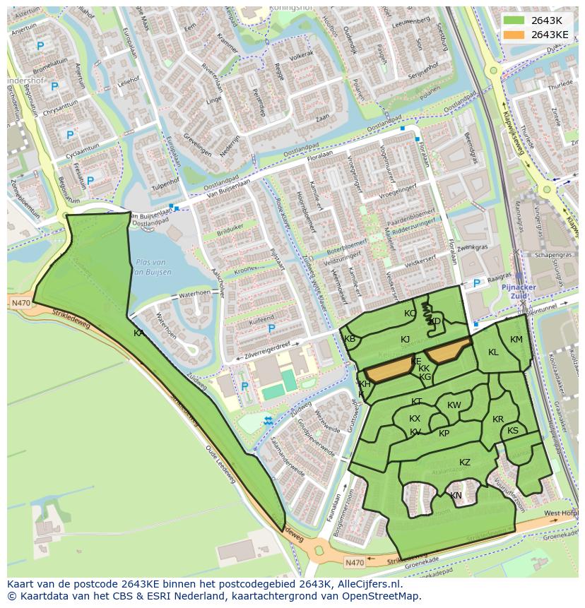 Afbeelding van het postcodegebied 2643 KE op de kaart.