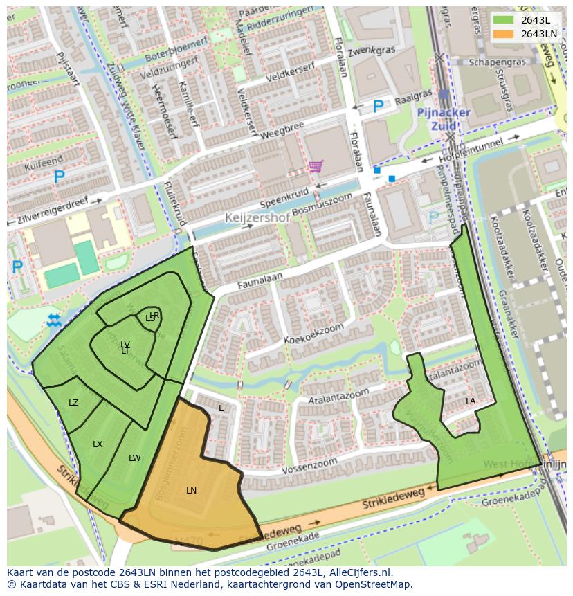 Afbeelding van het postcodegebied 2643 LN op de kaart.