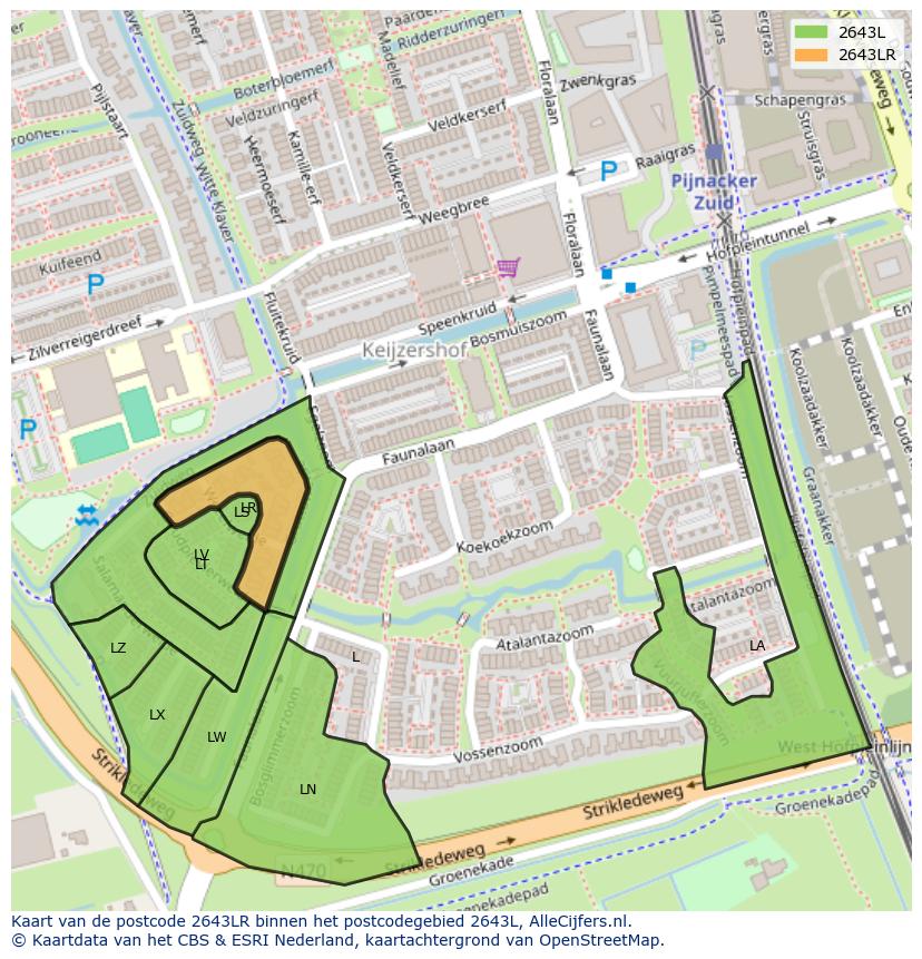 Afbeelding van het postcodegebied 2643 LR op de kaart.