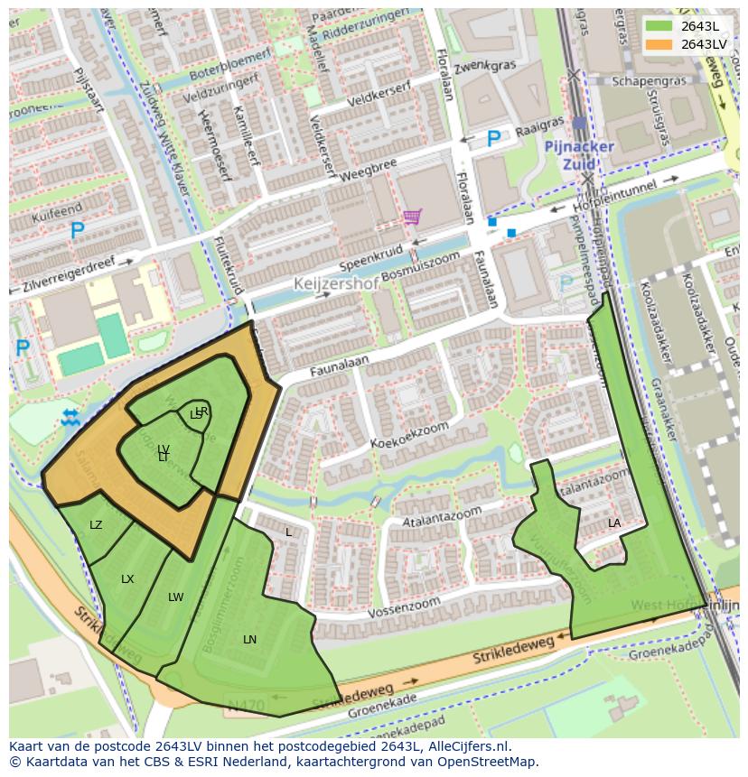 Afbeelding van het postcodegebied 2643 LV op de kaart.