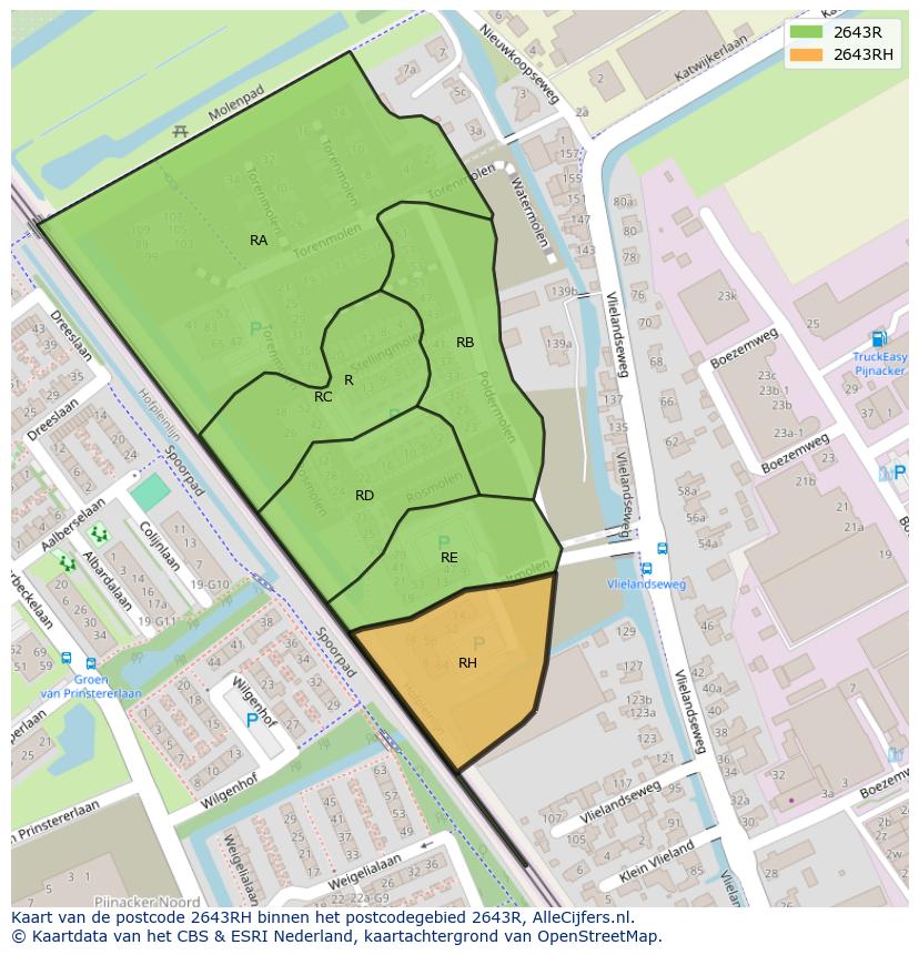 Afbeelding van het postcodegebied 2643 RH op de kaart.