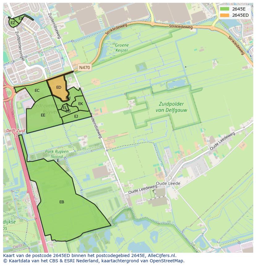 Afbeelding van het postcodegebied 2645 ED op de kaart.