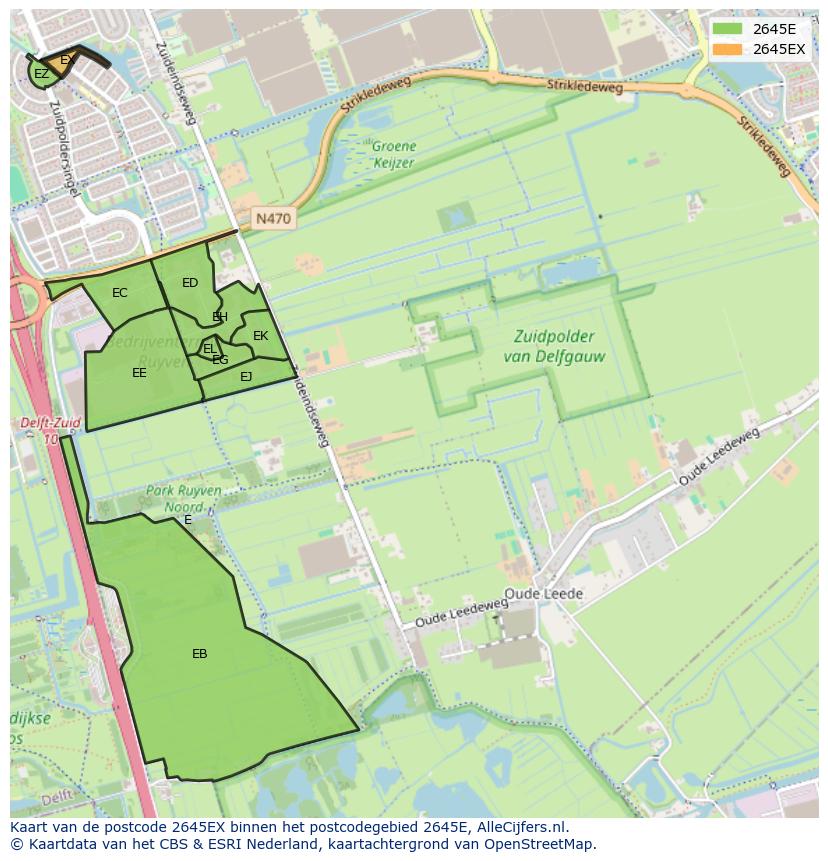 Afbeelding van het postcodegebied 2645 EX op de kaart.