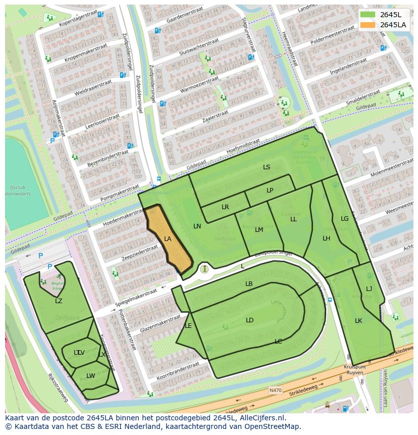 Afbeelding van het postcodegebied 2645 LA op de kaart.