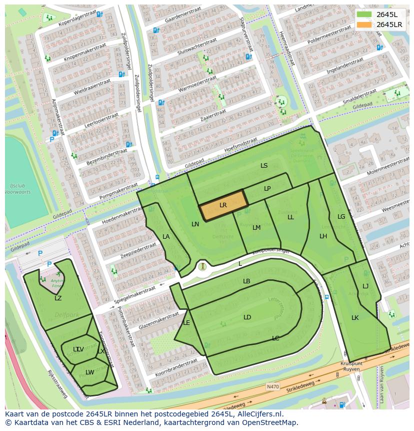 Afbeelding van het postcodegebied 2645 LR op de kaart.