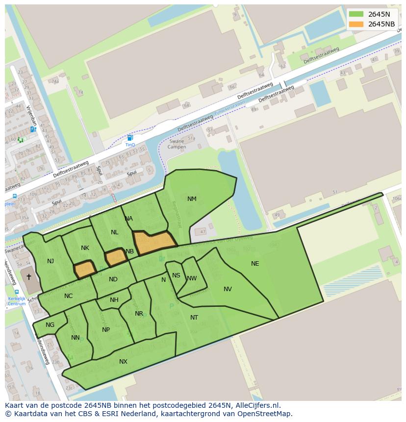 Afbeelding van het postcodegebied 2645 NB op de kaart.