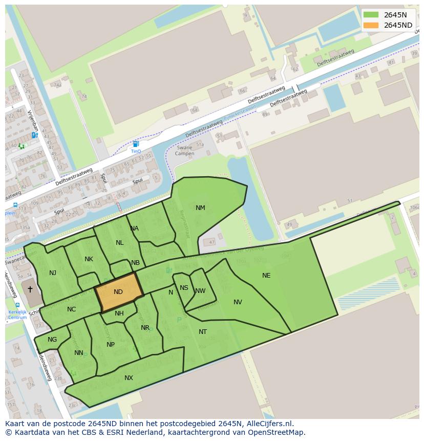 Afbeelding van het postcodegebied 2645 ND op de kaart.