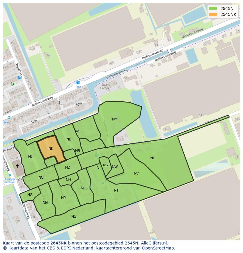 Afbeelding van het postcodegebied 2645 NK op de kaart.