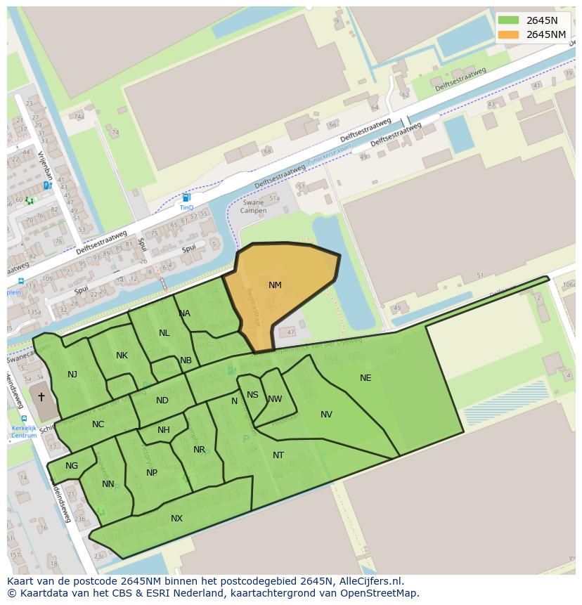 Afbeelding van het postcodegebied 2645 NM op de kaart.