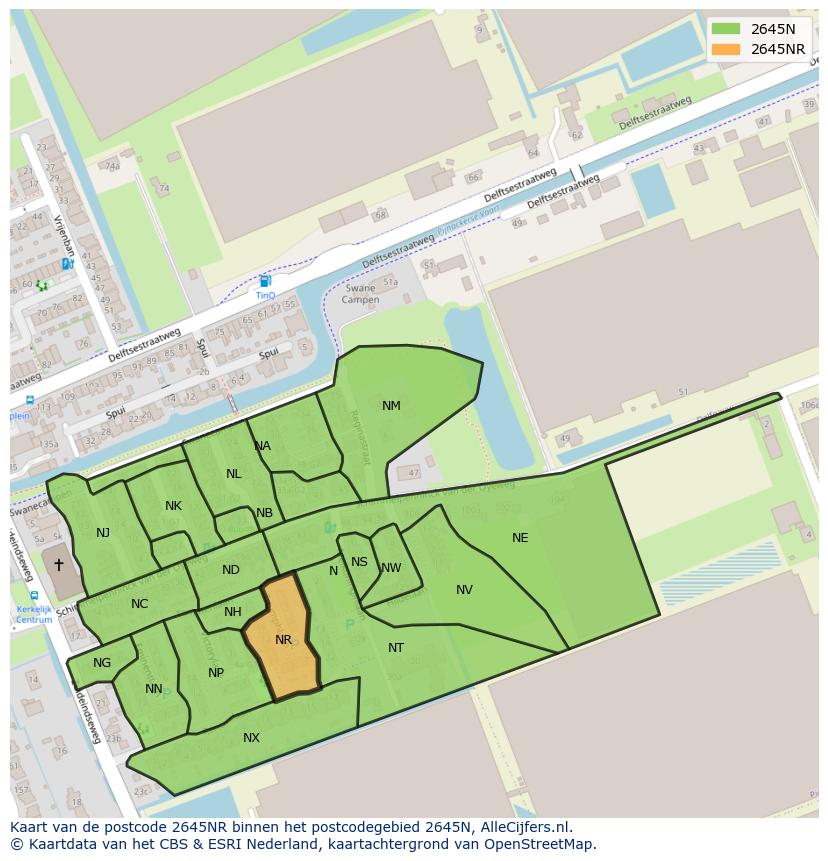 Afbeelding van het postcodegebied 2645 NR op de kaart.
