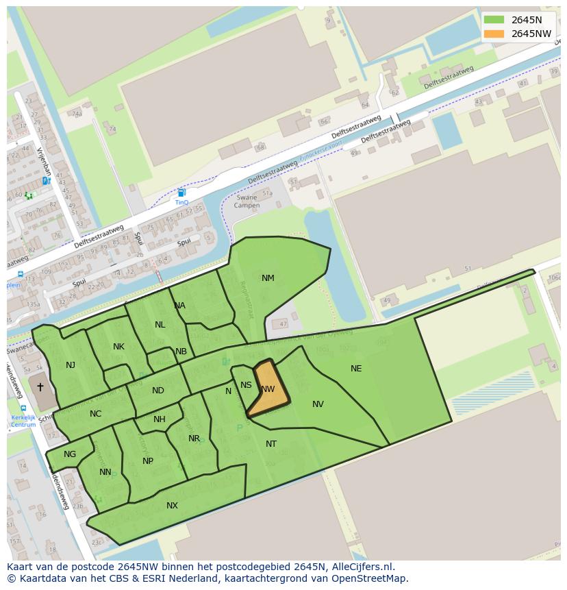 Afbeelding van het postcodegebied 2645 NW op de kaart.