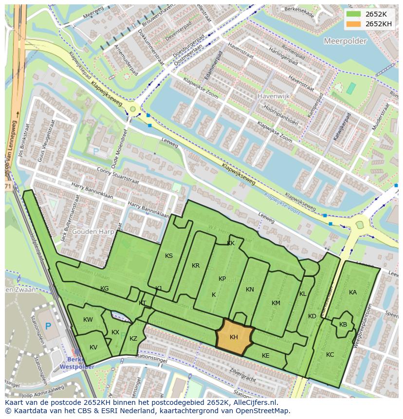 Afbeelding van het postcodegebied 2652 KH op de kaart.