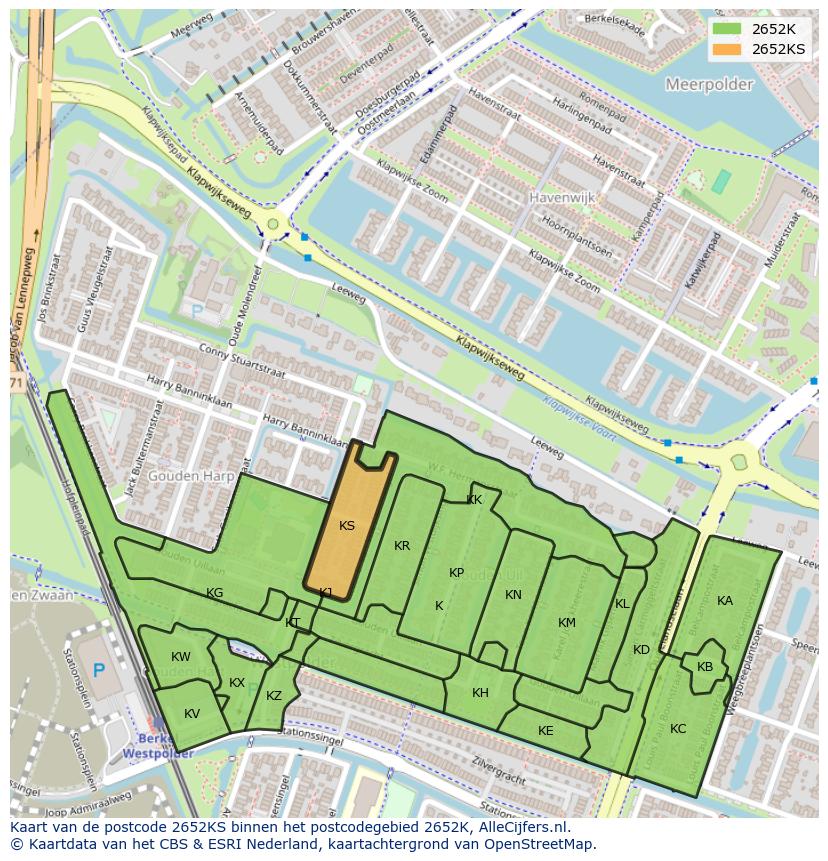 Afbeelding van het postcodegebied 2652 KS op de kaart.