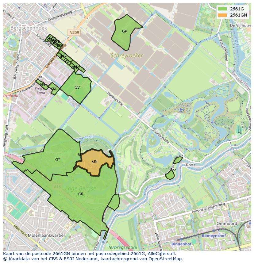 Afbeelding van het postcodegebied 2661 GN op de kaart.