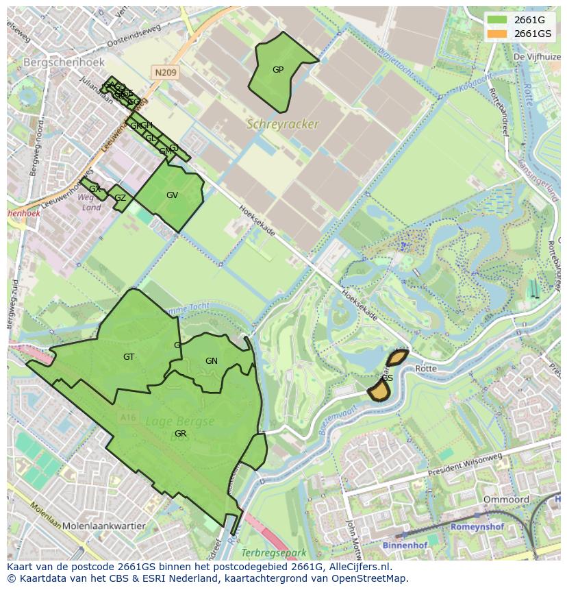 Afbeelding van het postcodegebied 2661 GS op de kaart.