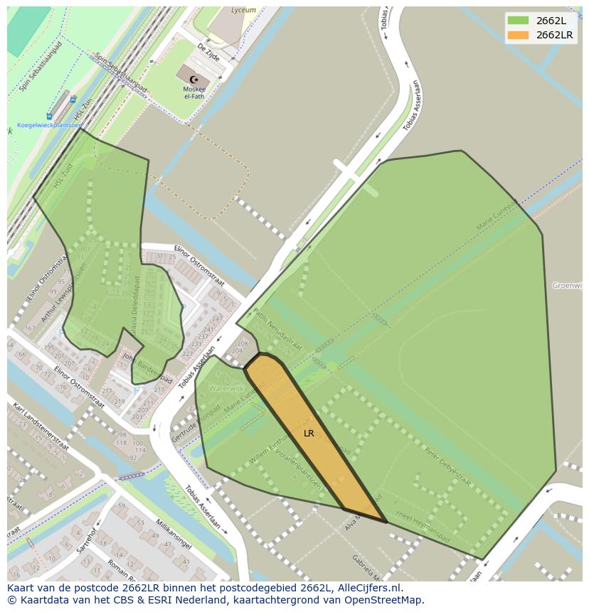 Afbeelding van het postcodegebied 2662 LR op de kaart.